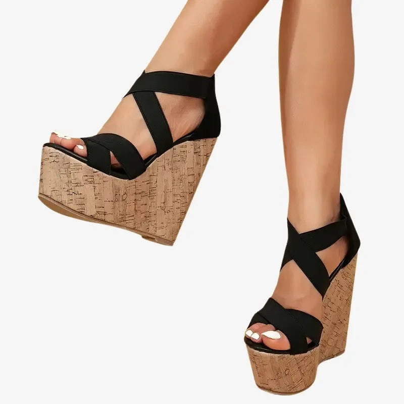 Sandales Compensées en Liège Élégantes et Confortables