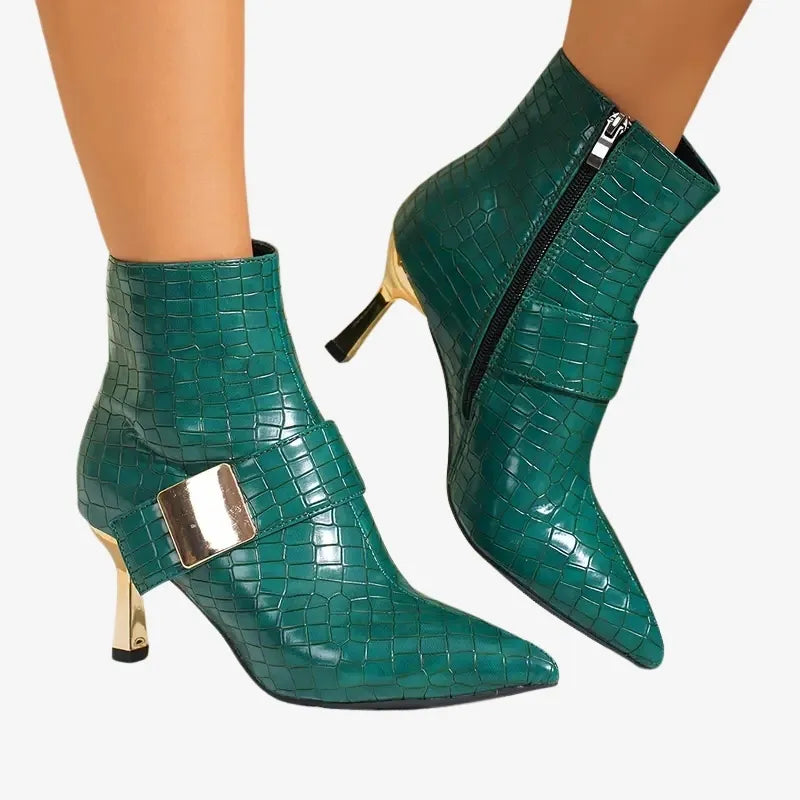 Bottines Élégantes en Similicuir Crocodile – Chic et Raffinement