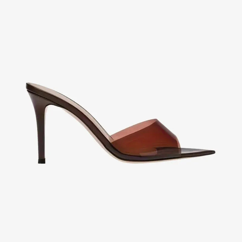 Mules Transparente à Talons Fins – Élégance Minimaliste