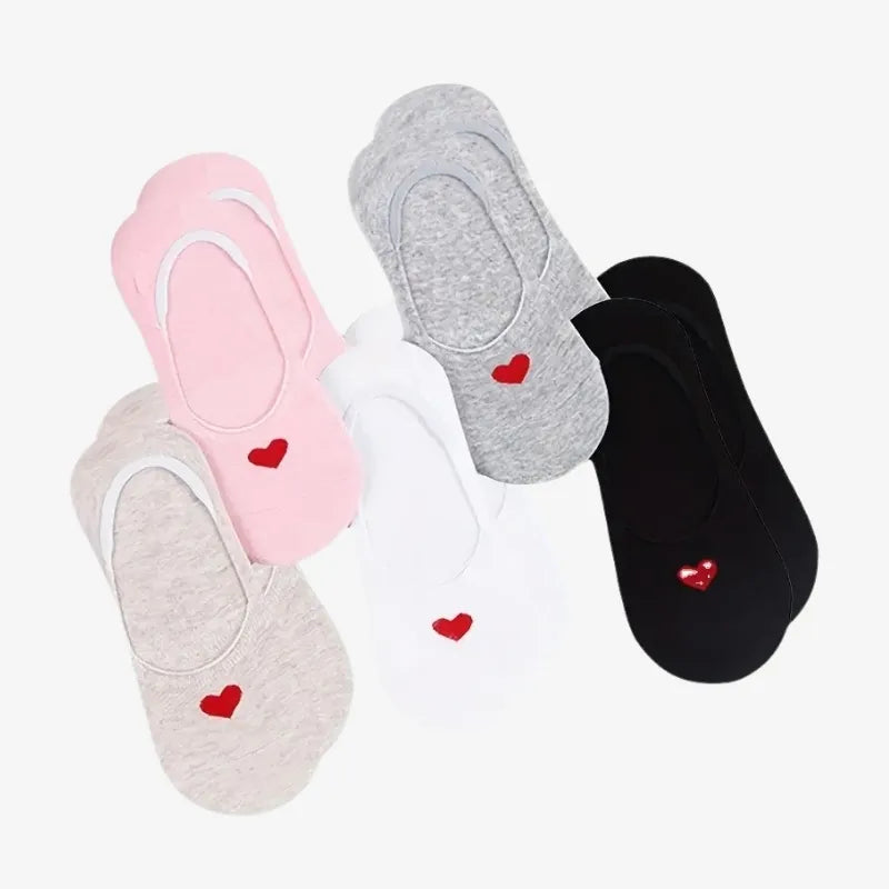 Chaussettes Invisibles avec Cœur Brodé