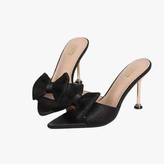 Mules à Talon Élégantes avec Nœud Satiné