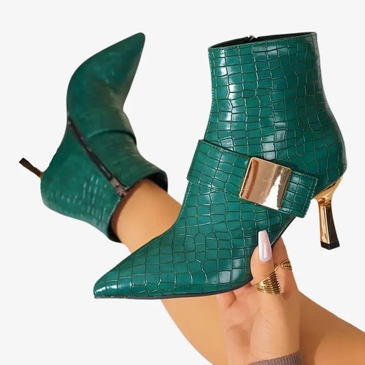 Bottines Élégantes en Similicuir Crocodile – Chic et Raffinement