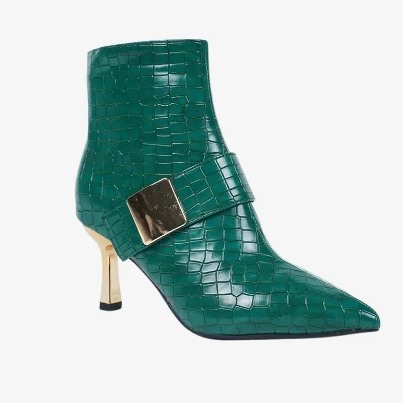 Bottines Élégantes en Similicuir Crocodile – Chic et Raffinement