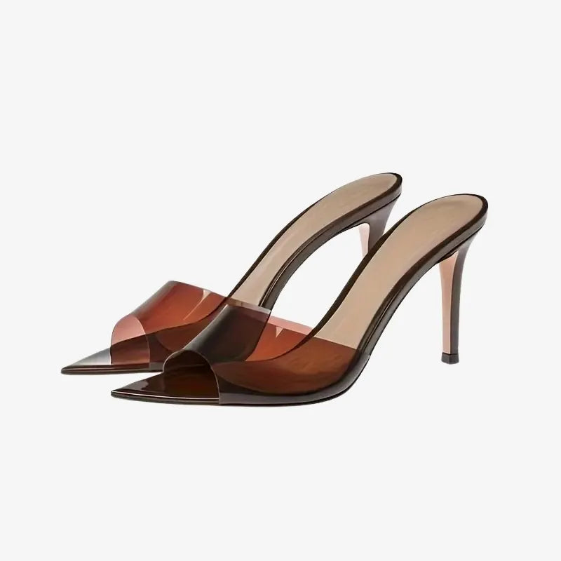 Mules Transparente à Talons Fins – Élégance Minimaliste