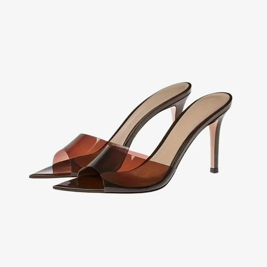 Mules Transparente à Talons Fins – Élégance Minimaliste