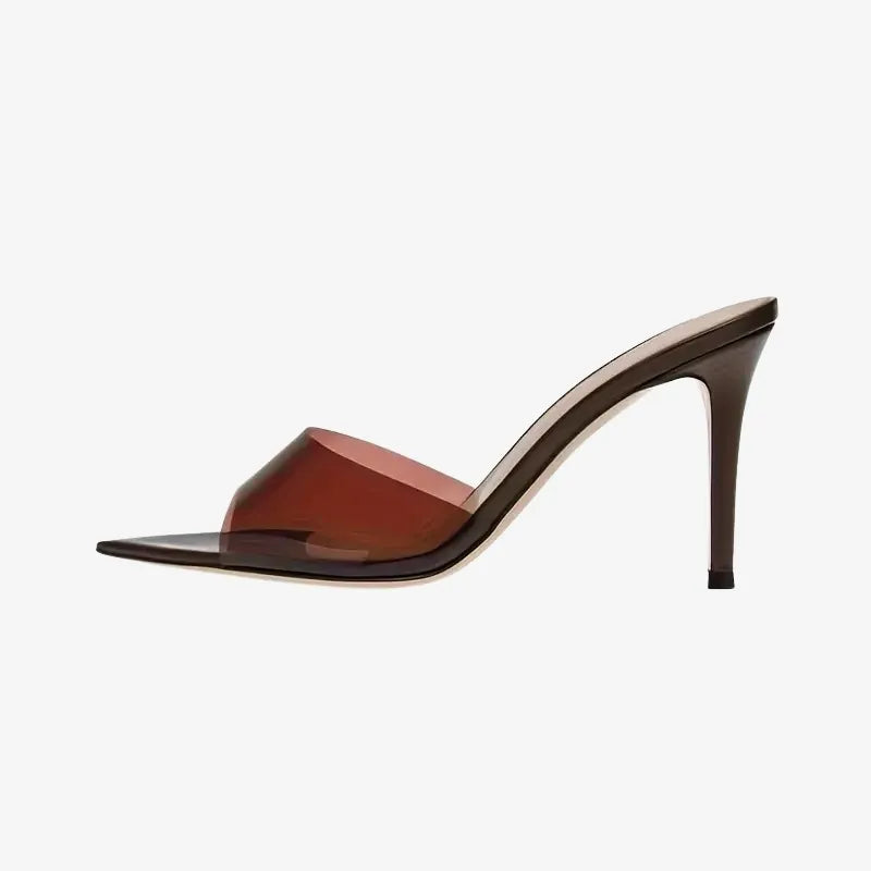 Mules Transparente à Talons Fins – Élégance Minimaliste