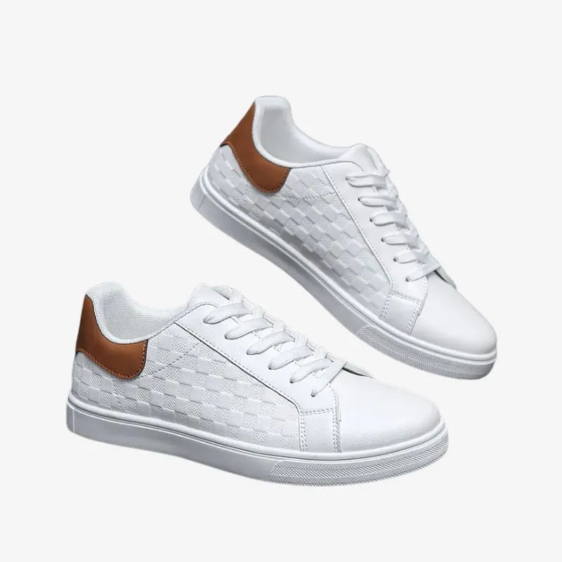 Baskets Blanches Élégantes avec Détails en Cuir