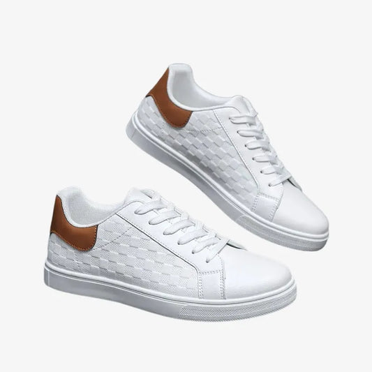Baskets Blanches Élégantes avec Détails en Cuir