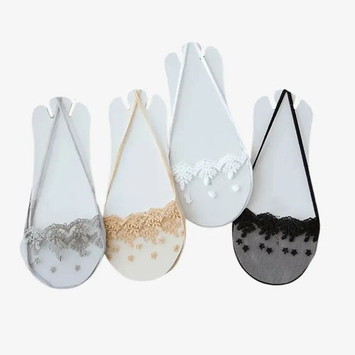 Chaussettes Invisibles en Dentelle avec Élastiques Croisés