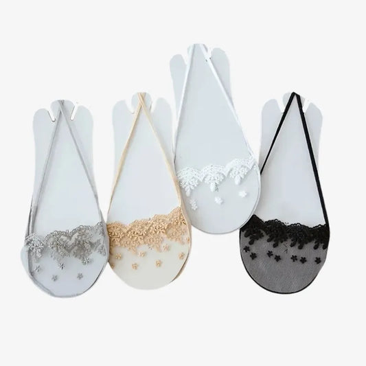 Chaussettes Invisibles en Dentelle avec Élastiques Croisés